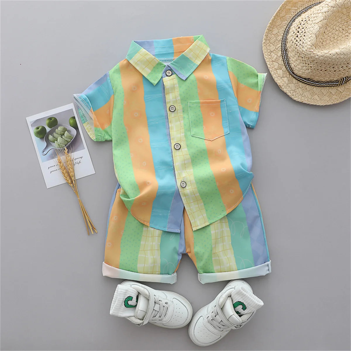 Baby & Toddler 2-Piece Stripe Shirt & Shorts Set