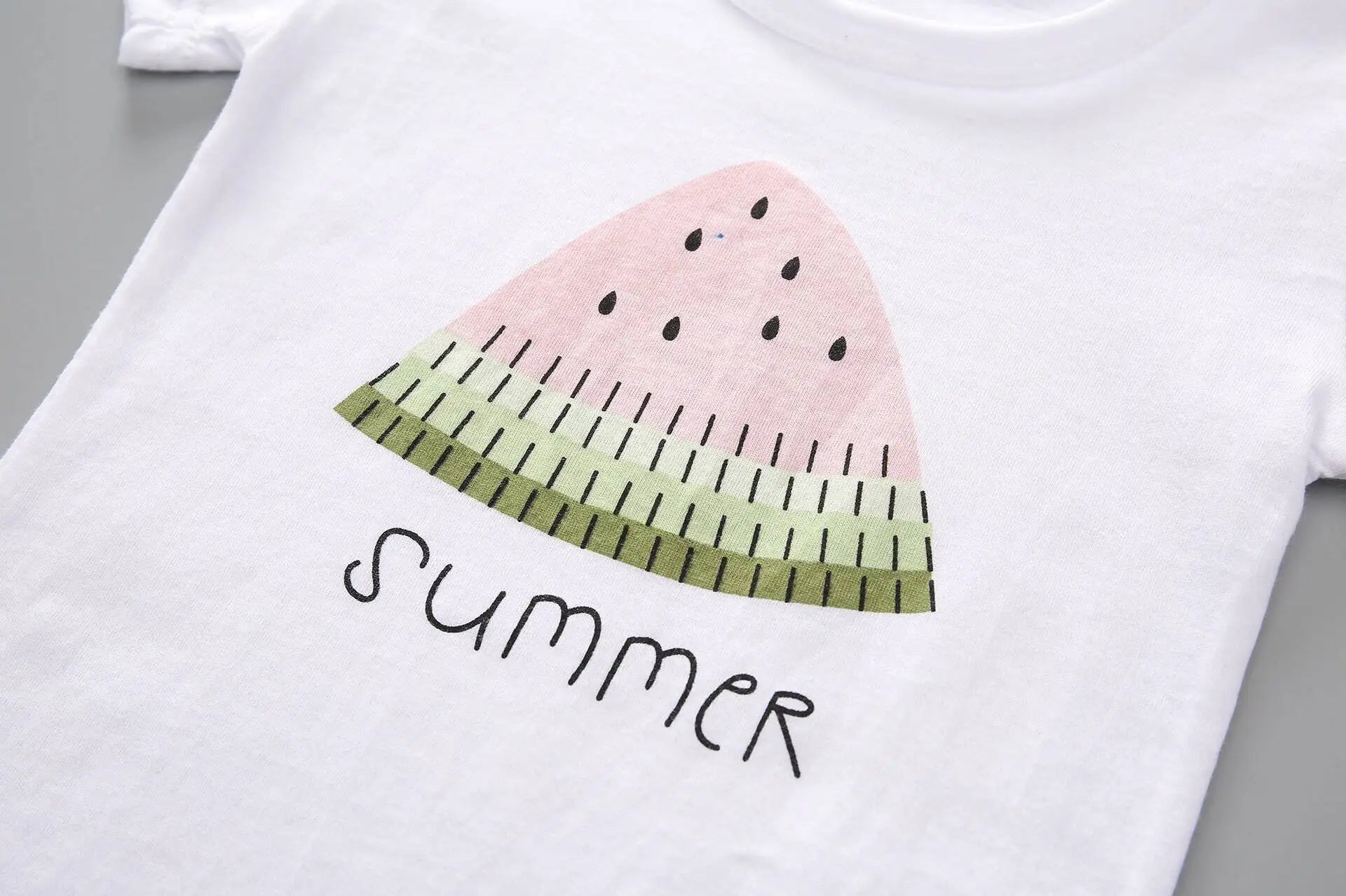 Girl's Watermelon Print Tee & Shorts Set