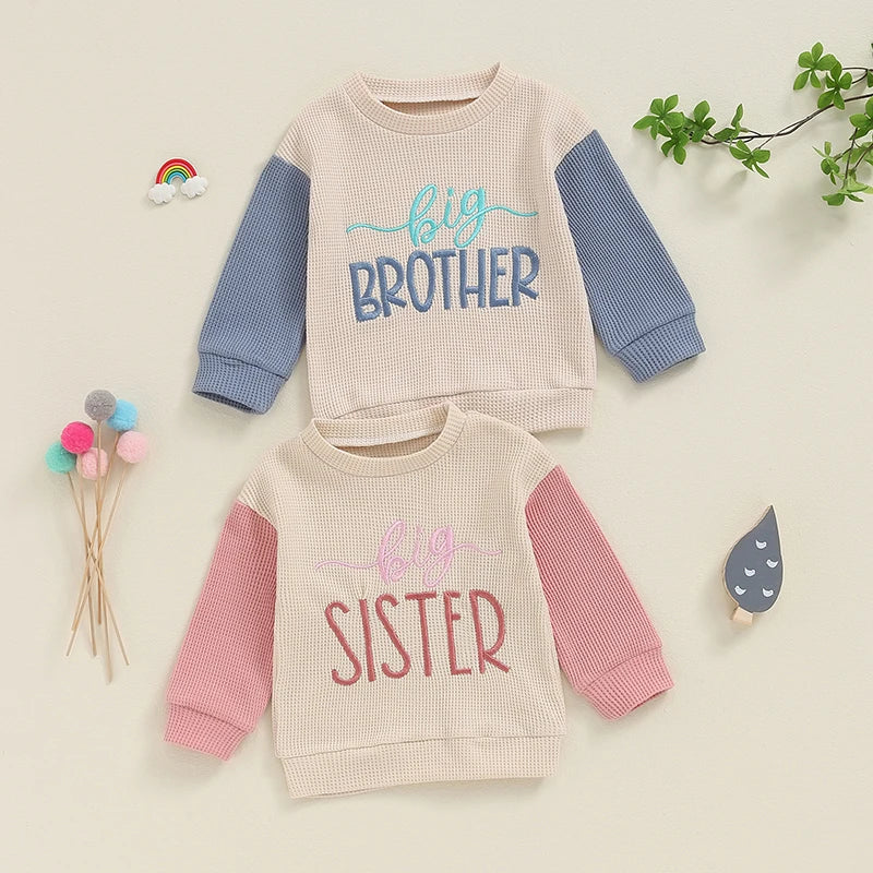 Waffle Knit Letter Embroidery Sweatshirt