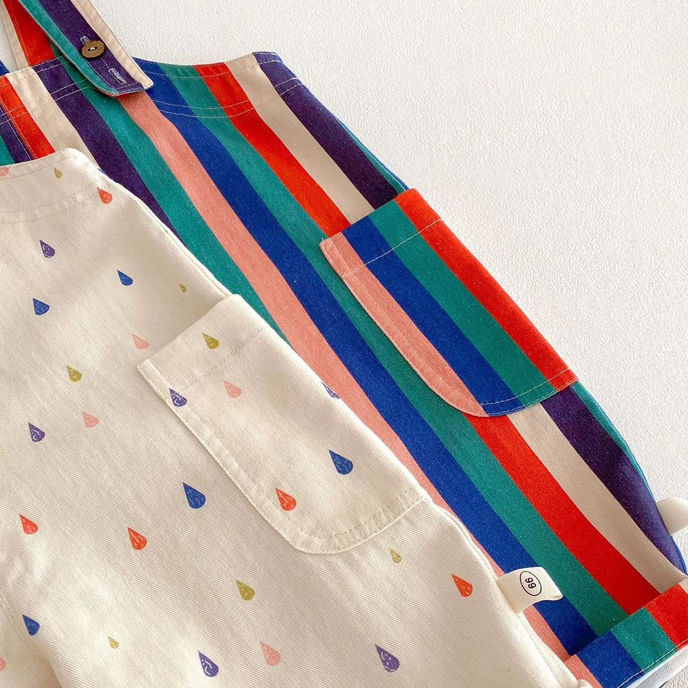 Kids' Polka Dot & Stripe Overalls