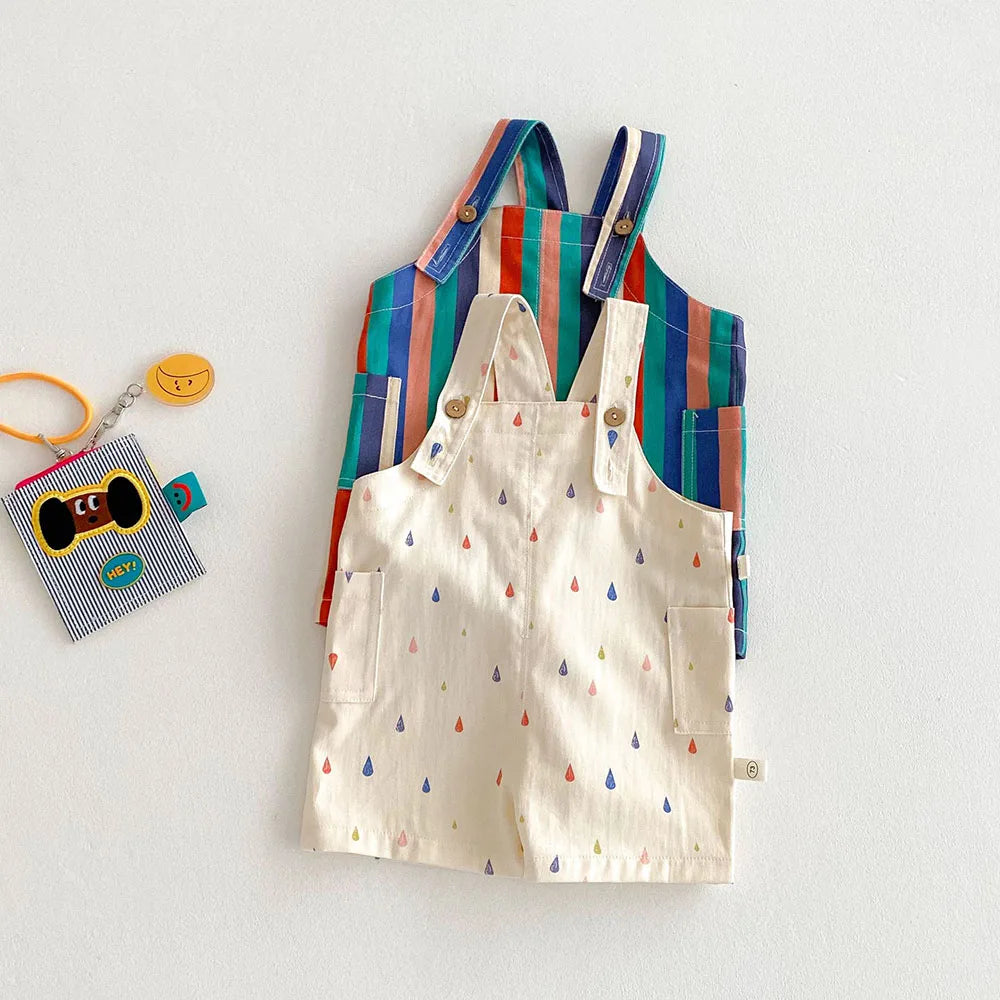 Kids' Polka Dot & Stripe Overalls