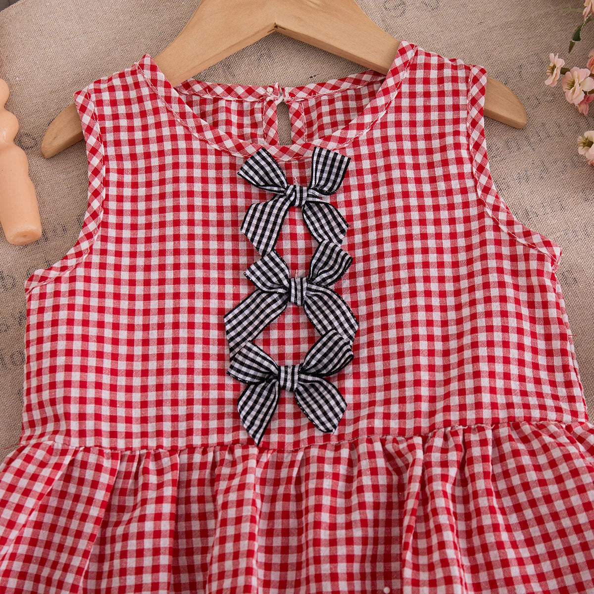 Baby Girl Plaid Bow Top & Shorts Set