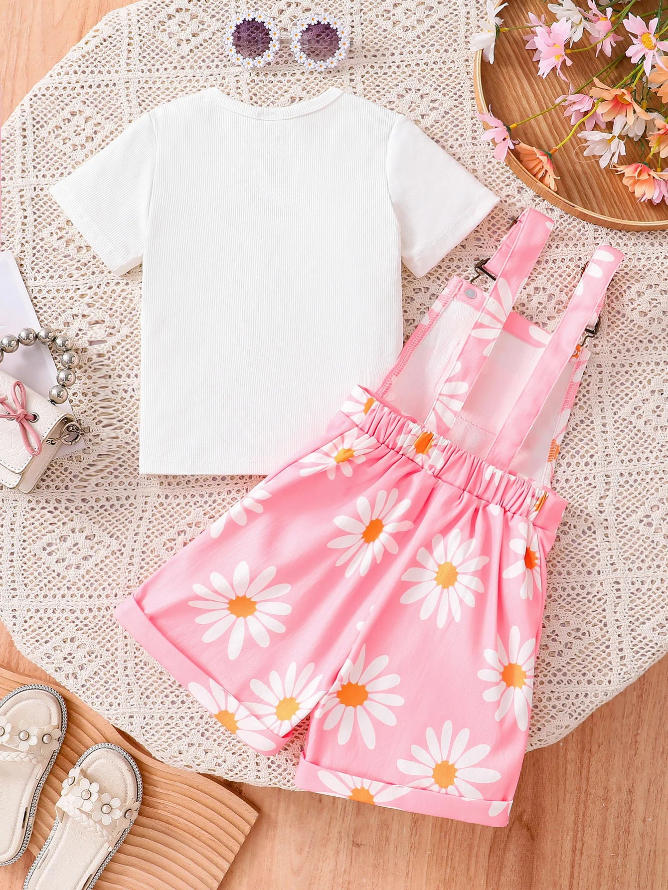Daisy Print Top & Suspender Set