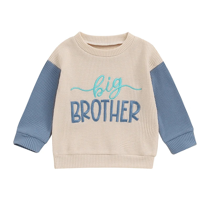 Waffle Knit Letter Embroidery Sweatshirt