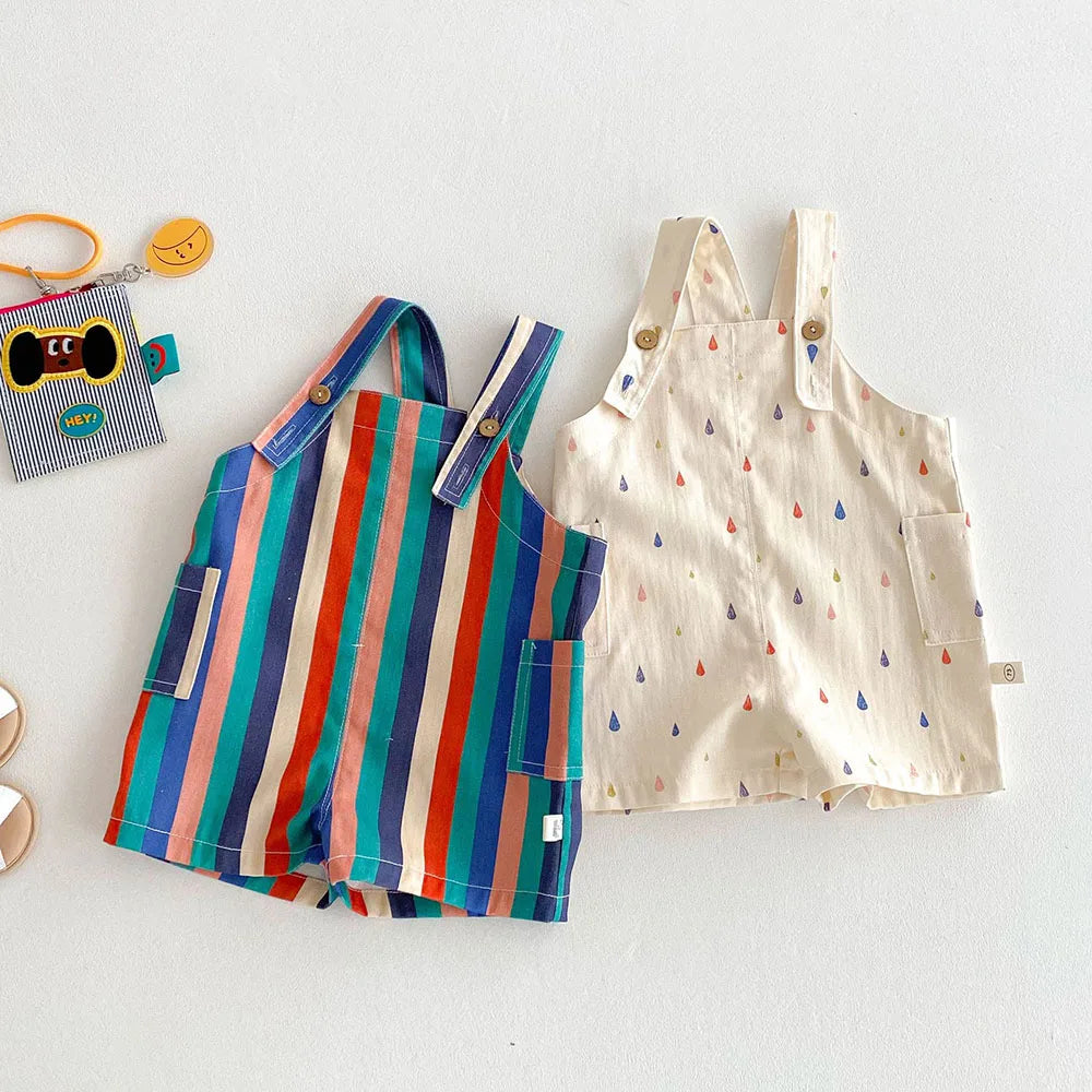 Kids' Polka Dot & Stripe Overalls