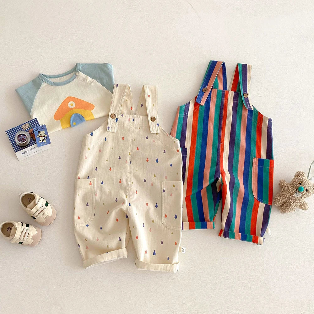 Kids' Polka Dot & Stripe Overalls