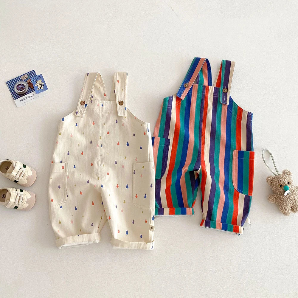 Kids' Polka Dot & Stripe Overalls