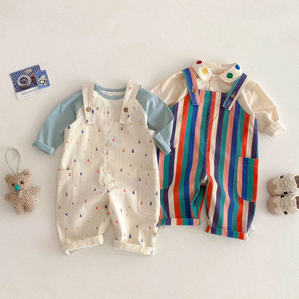 Kids' Polka Dot & Stripe Overalls