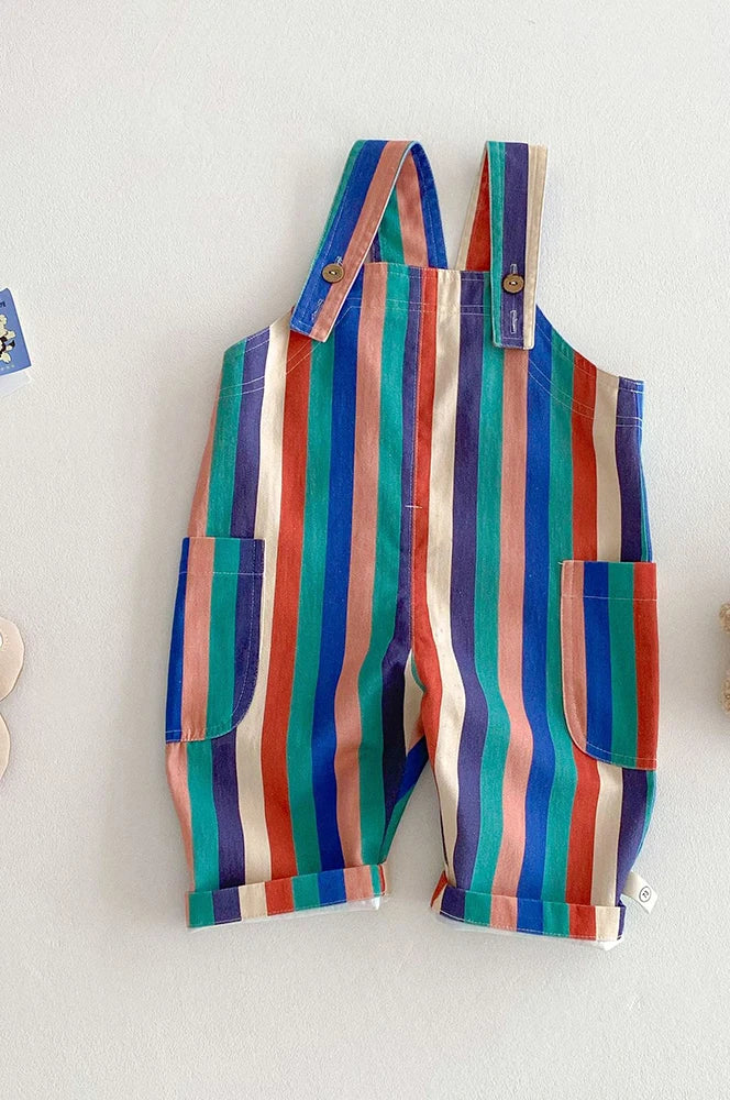 Kids' Polka Dot & Stripe Overalls