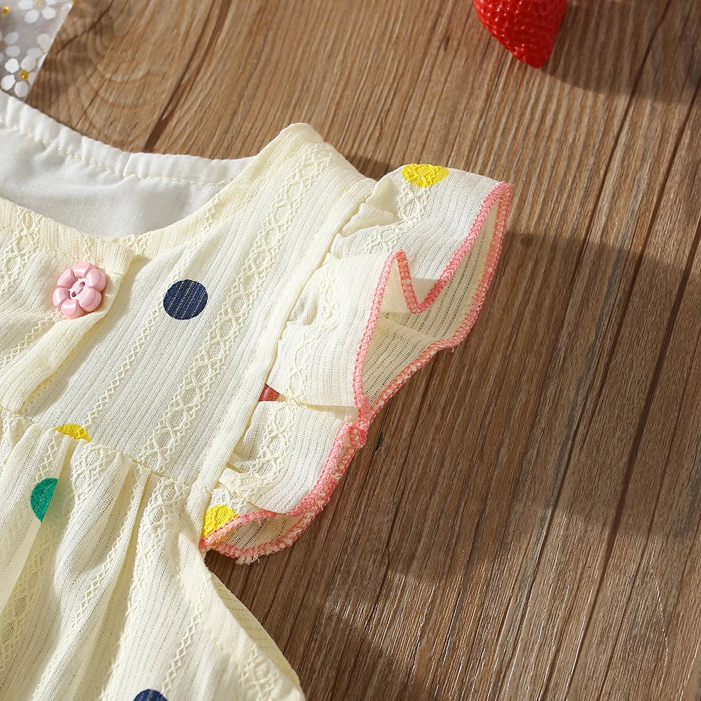 Girl Floral Flying Sleeve Top & Shorts Set