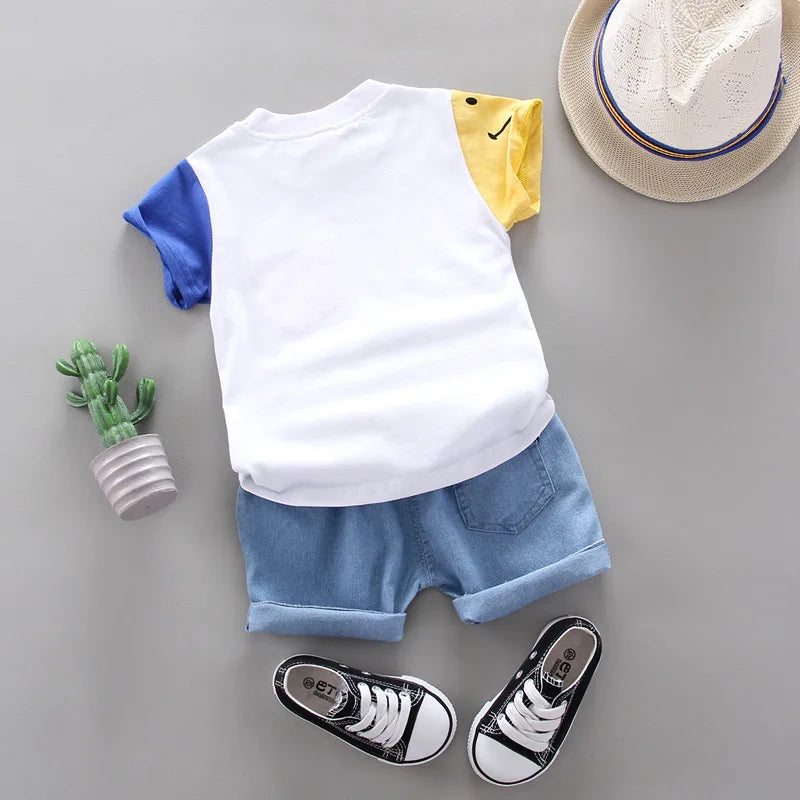 Kids' Striped Tee & Denim Shorts Set